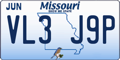 MO license plate VL3J9P
