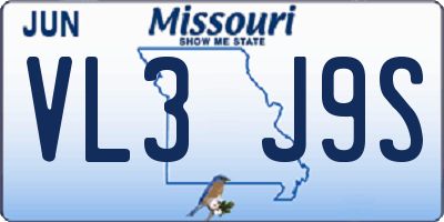 MO license plate VL3J9S