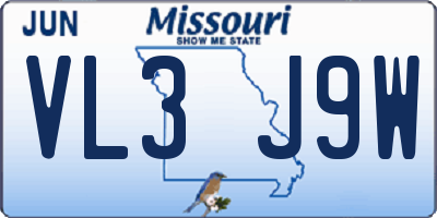 MO license plate VL3J9W