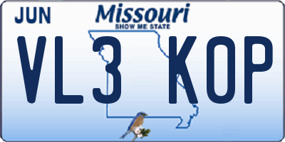 MO license plate VL3K0P