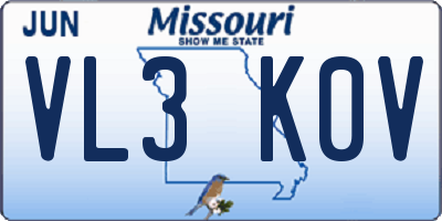 MO license plate VL3K0V