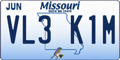 MO license plate VL3K1M