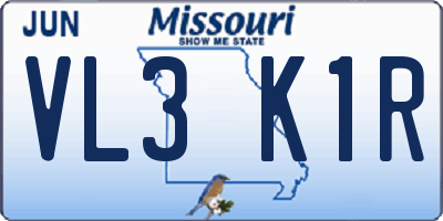 MO license plate VL3K1R