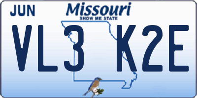 MO license plate VL3K2E