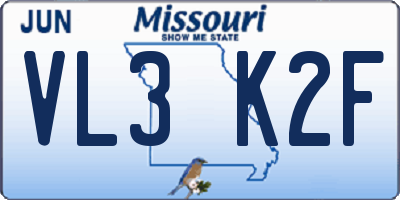 MO license plate VL3K2F