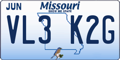 MO license plate VL3K2G