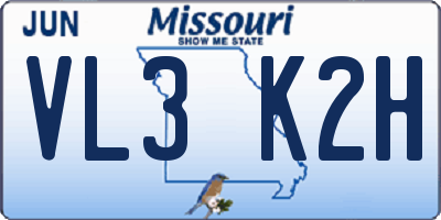 MO license plate VL3K2H
