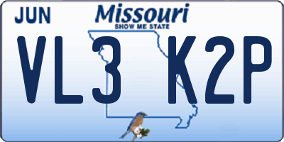 MO license plate VL3K2P