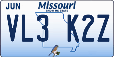 MO license plate VL3K2Z