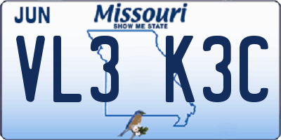 MO license plate VL3K3C