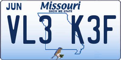 MO license plate VL3K3F