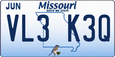 MO license plate VL3K3Q