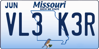MO license plate VL3K3R