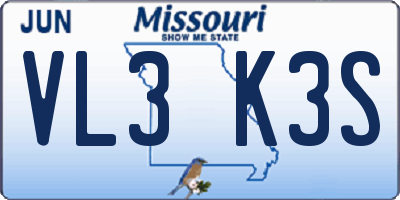 MO license plate VL3K3S