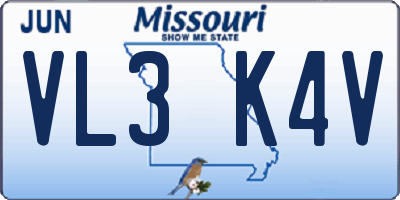 MO license plate VL3K4V