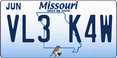 MO license plate VL3K4W