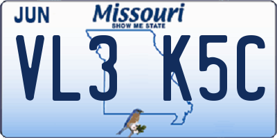 MO license plate VL3K5C