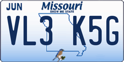 MO license plate VL3K5G