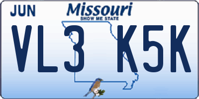 MO license plate VL3K5K