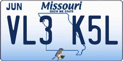 MO license plate VL3K5L