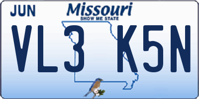 MO license plate VL3K5N