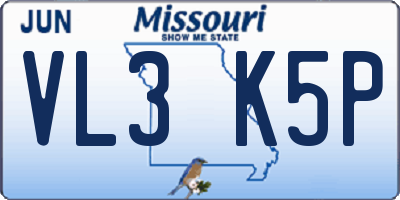 MO license plate VL3K5P