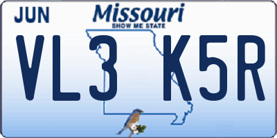 MO license plate VL3K5R