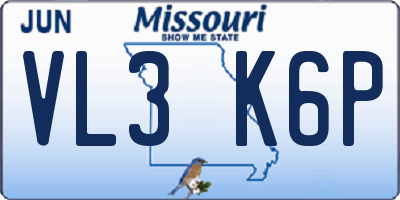 MO license plate VL3K6P