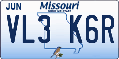 MO license plate VL3K6R
