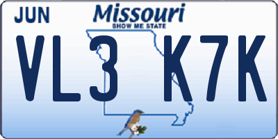 MO license plate VL3K7K