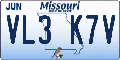 MO license plate VL3K7V