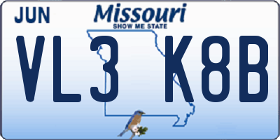 MO license plate VL3K8B