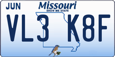 MO license plate VL3K8F