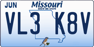MO license plate VL3K8V