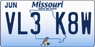 MO license plate VL3K8W