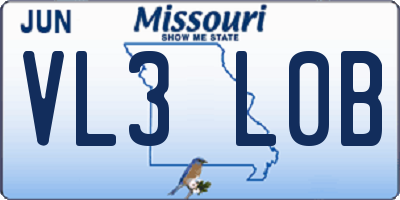 MO license plate VL3L0B