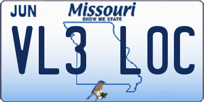 MO license plate VL3L0C