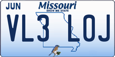 MO license plate VL3L0J