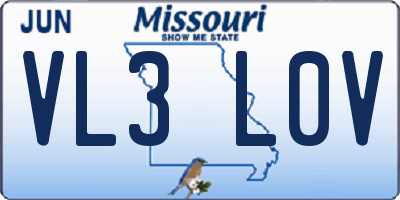 MO license plate VL3L0V