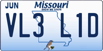MO license plate VL3L1D