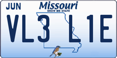 MO license plate VL3L1E