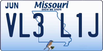 MO license plate VL3L1J
