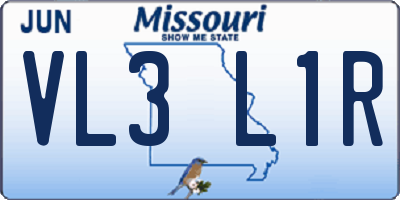 MO license plate VL3L1R