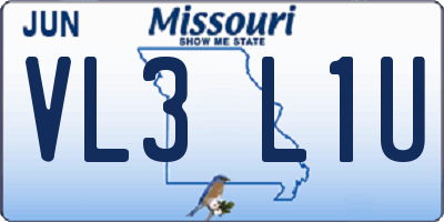 MO license plate VL3L1U