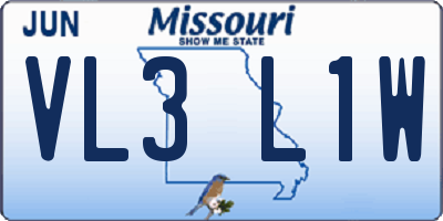 MO license plate VL3L1W