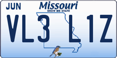 MO license plate VL3L1Z