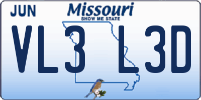 MO license plate VL3L3D