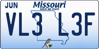 MO license plate VL3L3F