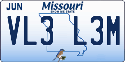 MO license plate VL3L3M