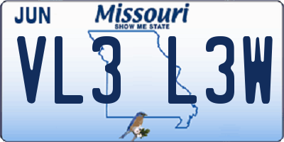 MO license plate VL3L3W